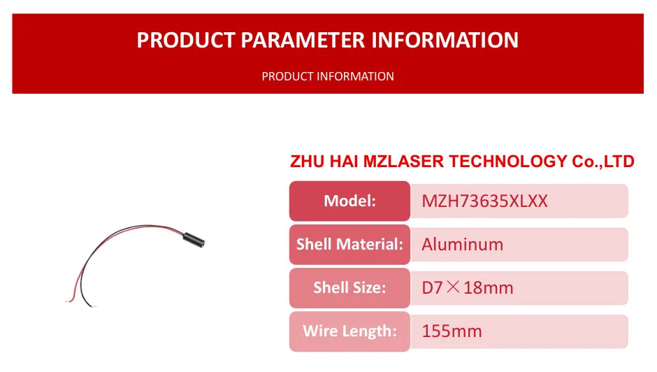 Compact Red Line Laser Diode Module 635nm D7mm 0.5mW 1mW 5mW 10mW 3V High-Accuracy Industrial Grade for Woodworking Machinery