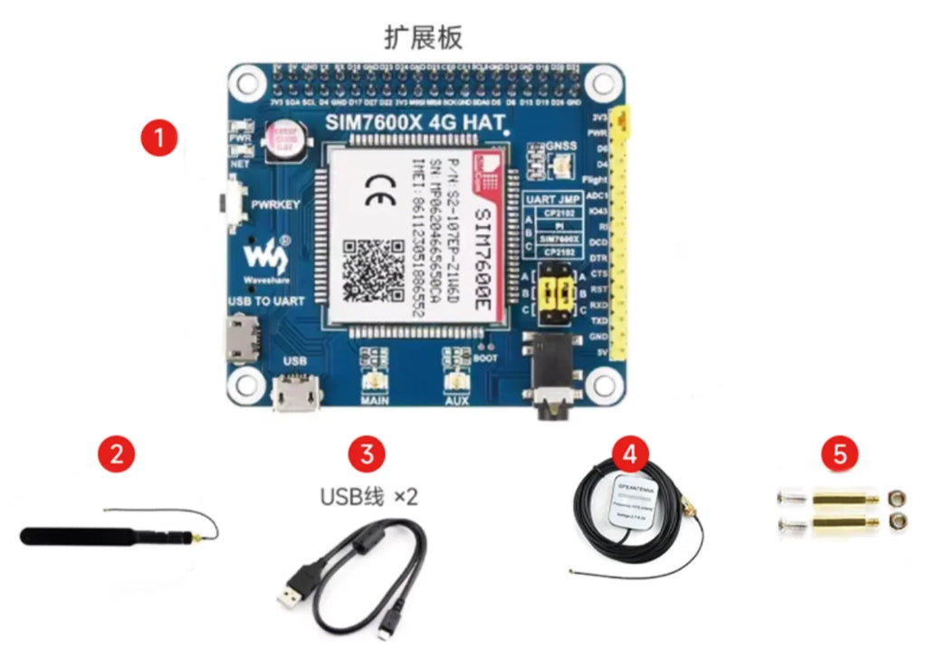 Free shipping Raspberry Pi 4G HAT Expansion Board For LBS Positioning A7670E SIM7600G-H SIM7600CE SIM7600E SIM7600E-H LTE