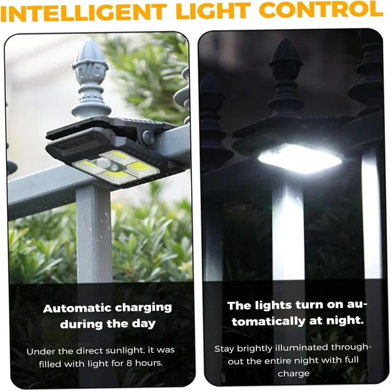 Clip‑on Solar Lights Outdoor Waterproof LED Motion Sensor Solar Security Lights, 3 Modes 3 Mounting Ways Lighting for Fence