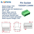 2.54mm 2EDGRK 15EDGKP 2P/3P/4P/5P/6P/8P/12P-16PIN Female Male Solderless Docking Type PCB Plug Wire Terminal Block Connector