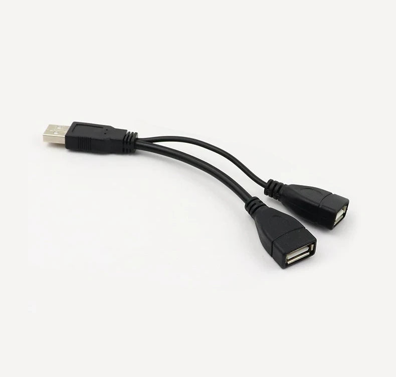USB 1/2 to 1 Male/2 Female Three Head Data Cable 2-in-1 Dual Female Port Car Charging Extension Data Cable