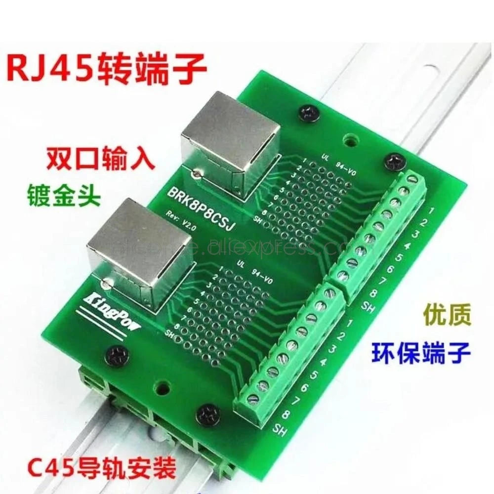 1 To 9 Port RJ45 To Terminals Breakout PCB Board Ethernet LAN Interface Terminal Module Adapter Switch Din Rail Mounting