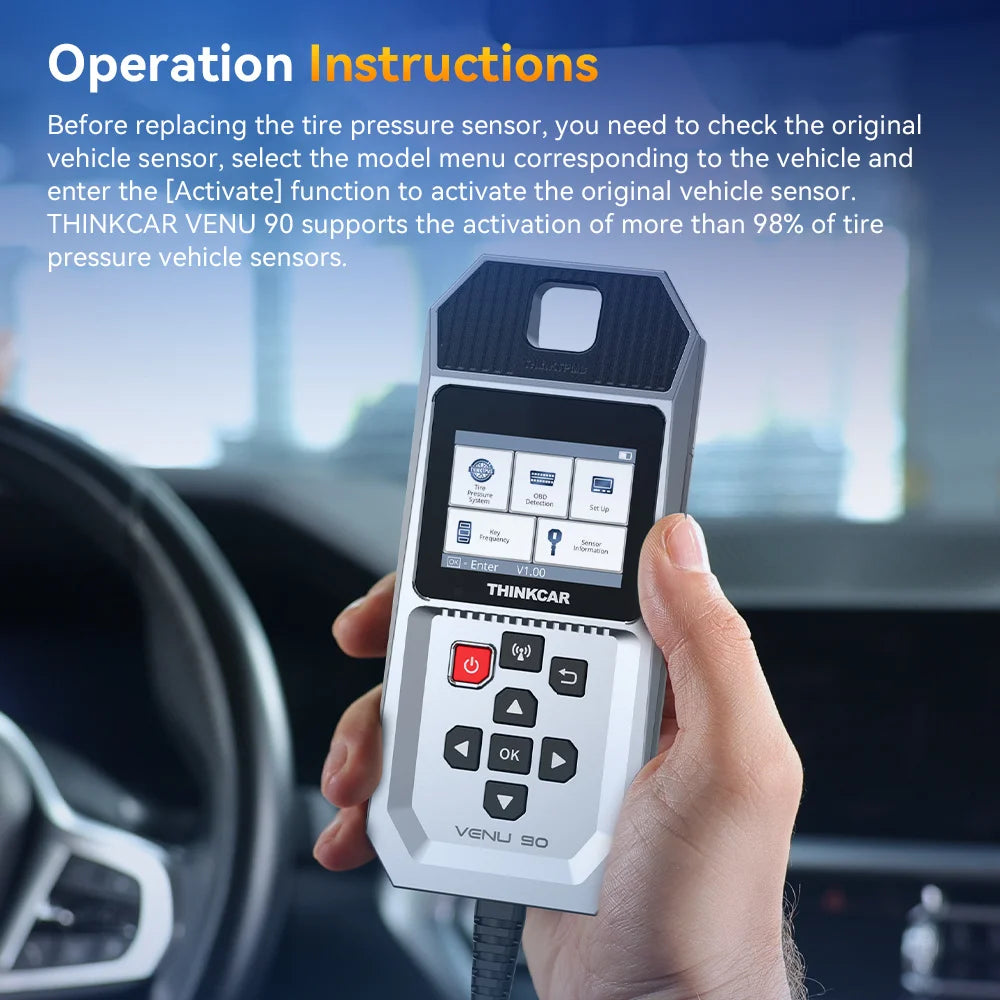 THINKCAR VENU 90 OBD Automotive Tire Pressure Monitoring Sensor TPMS Relearn Activation Programming Car TPMS Diagnostic Tools