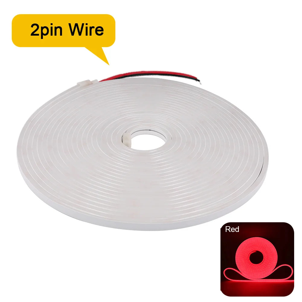DC 12V 24V LED Neon Strip Light Neon Sign Waterproof Silicone Rope Lights Flexible Lamp Home Decoration with 2pin Wire 9 Colors
