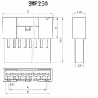 10/30pairs SMH250-2P SMP250 2 Pin 26AWG Male Female 10cm 20cm Wire Terminal Connector Cable