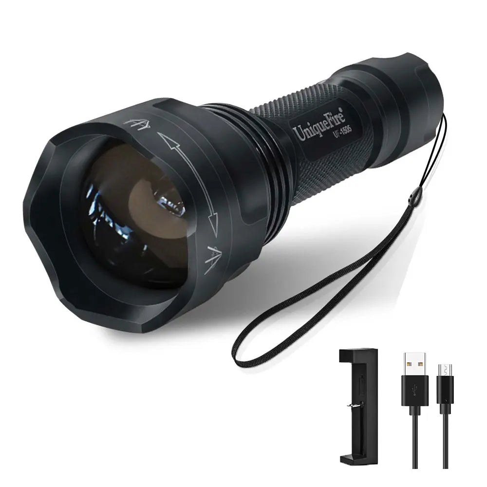 UniqueFire 1505 IR 850NM 940NM Mini LED Flashlight Upgraded Version Rechargeable Lamp Torch,Scope Mount,Charger,Remote Pressure