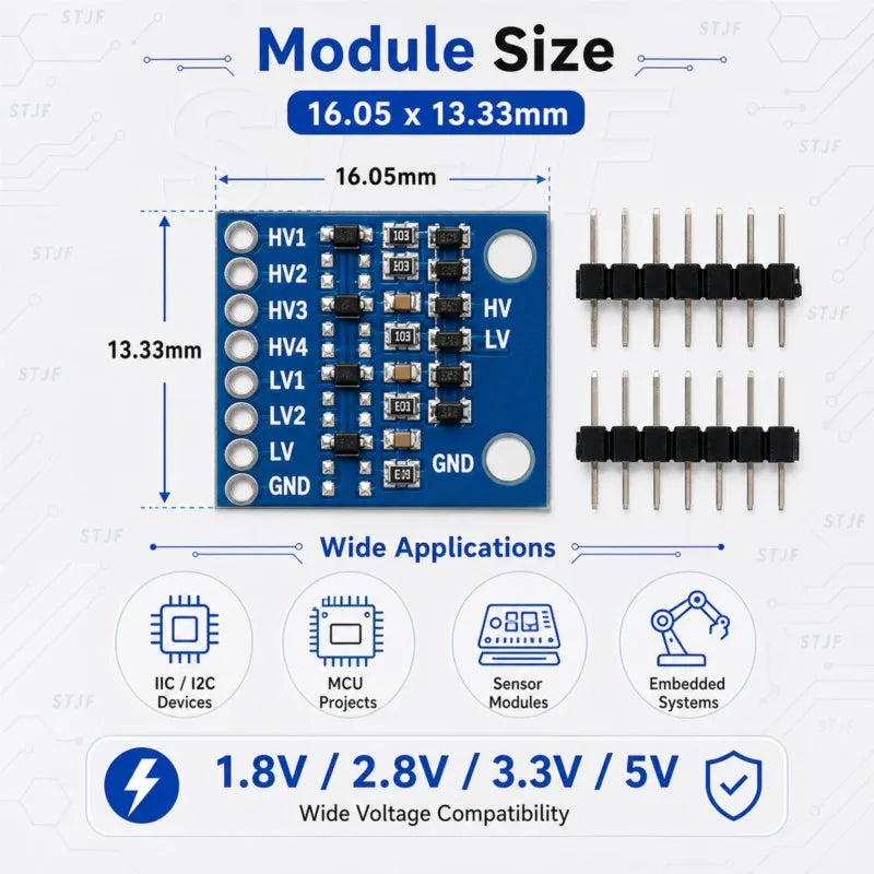 STJF 10PCS Logic Level Shifter Bi-Directional two Four-way two-way logic level transformation module