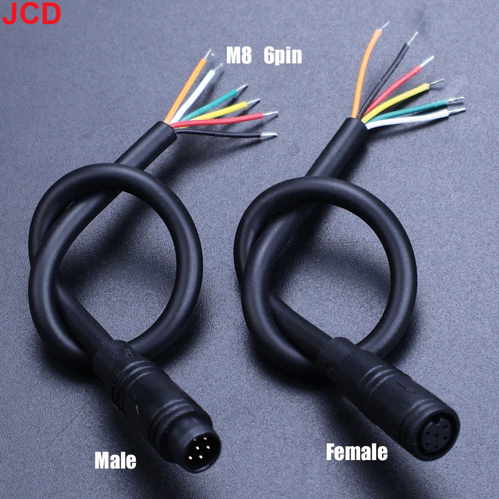 JCD M6 M8 2/3/4/5/6Pin Core 6mm Male Female Julet Electric Ebike Butt Plug Connector Cable Signal Sensor Waterproof Scooter Wire