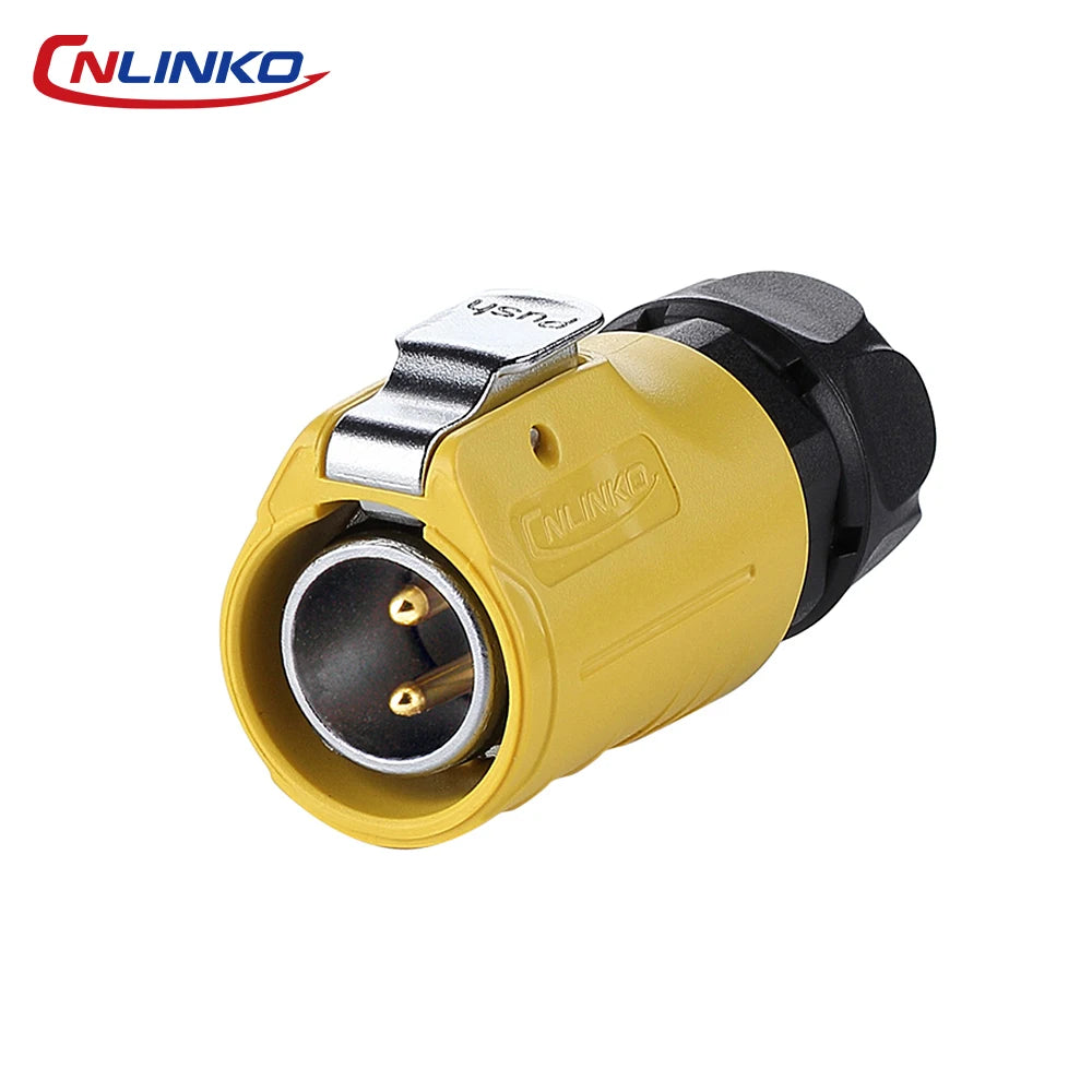 CNLINKO Industrial Waterproof IP68 2 Pin Automotive 20A AC DC Power Connector Outdoor Electrical Cable Connector LED Lighting