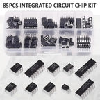 85PCS 10 Types NE555 LM324 LM393 UA741 ULN2803 LM358 LM386 NE5532 ULN2003 PC817 Integrated Circuit DIP IC Combination Chip Kit