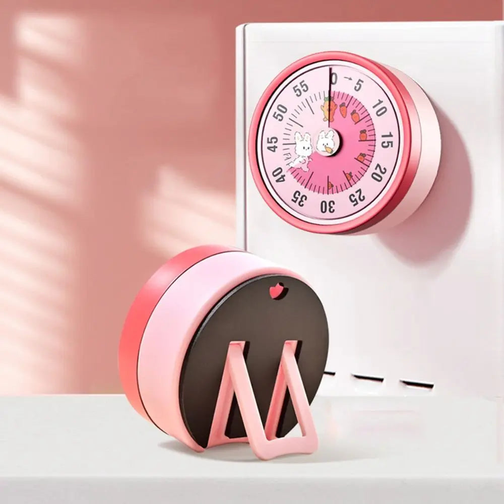 Cute 60-Minute Visual Timer with Stand Stopwatch Alarm Clock Mechanical Timer Visualization Magnet Countdown Clock Kids Study