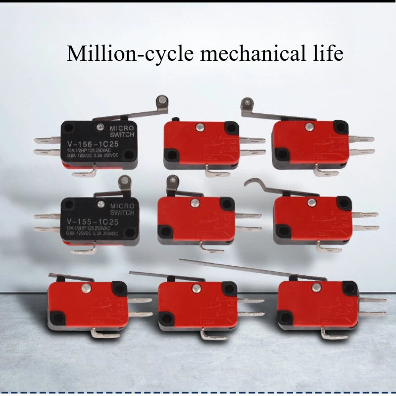 5pcs Travel Limit Switch Micro Switch Self-resetting V-152-1C25 3-pin Miniature Push Button Tactile Microswitch V-152 V-153 V-15