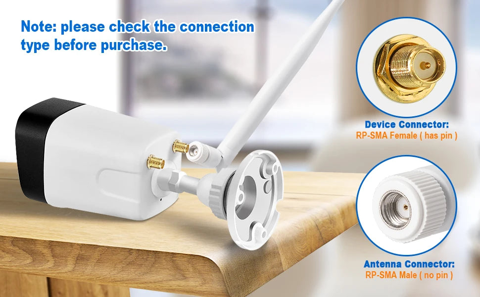 2.4G 5.8G WiFi Antenna 6dBi 2.4GHz 5GHz White Rubber Antennae RP SMA Male for Security Camera Surveillance Recorder WiFi Router