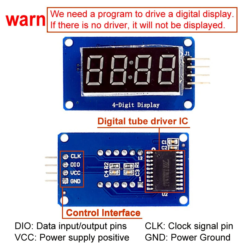 TM1637 4 Bits/TM1638/MAX7219 8 Bit Digital LED Display Module 7 Segment 0.36Inch Clock RED Anode Tube Four Serial Driver