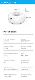 Tuya Smart WiFi Light + PIR Motion Sensor Smart Home Infrared Passive Detector App Real-time Control Support Alexa Google Home