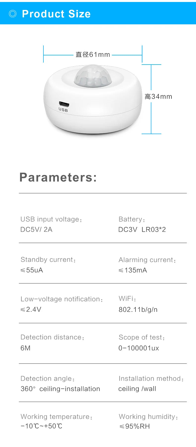Tuya Smart WiFi Light + PIR Motion Sensor Smart Home Infrared Passive Detector App Real-time Control Support Alexa Google Home