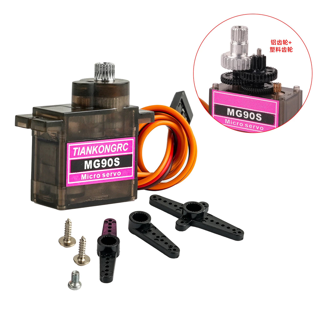 9g Micro Digital Servo Metal + Plastic Gear Brushed Motor MG90S 180/270/360° High Torque for RC Car Robot Airplane Model DIY Toy