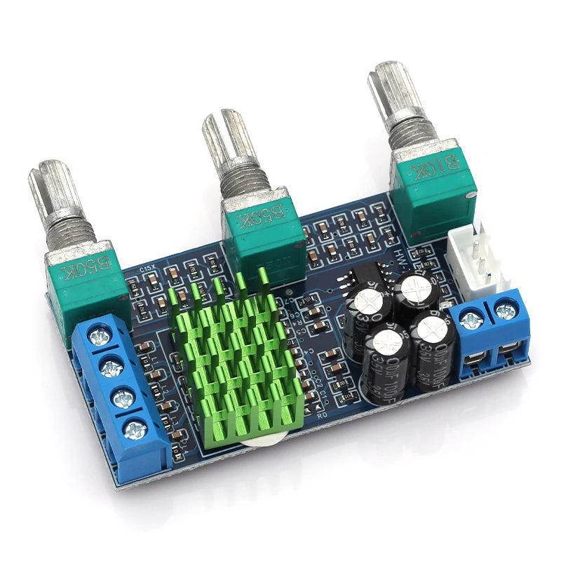 Liludin DC 12V 24V 80W X 2 Dual Channel Digital Audio TPA3116D2 Treble Bass Regulating Preset Pre Amplifier Board Module XH-M567