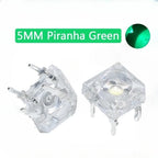 5mm F5 Piranha LED White Red Green Amber Clear 5mm 20MA LED Diode Light-Emitting-Diodes 4-pins Piranha LED Diodos Brightness