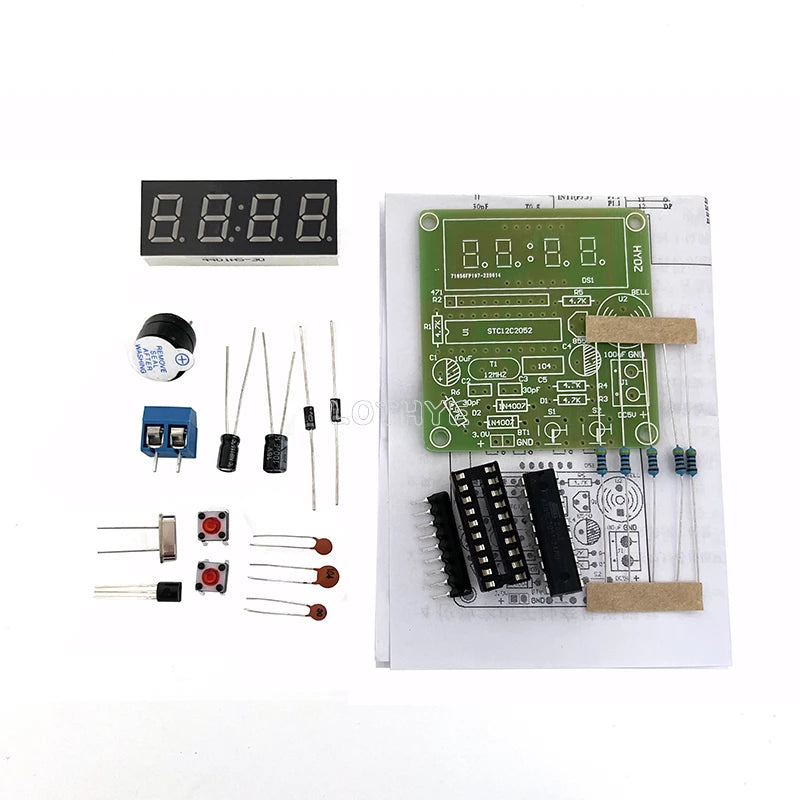 DIY Electronic Kit LED 4 Digital Tube Clock Four-digit  Time Display Electronic Component Fun Soldering Assembly DC 3.7V-5.5V