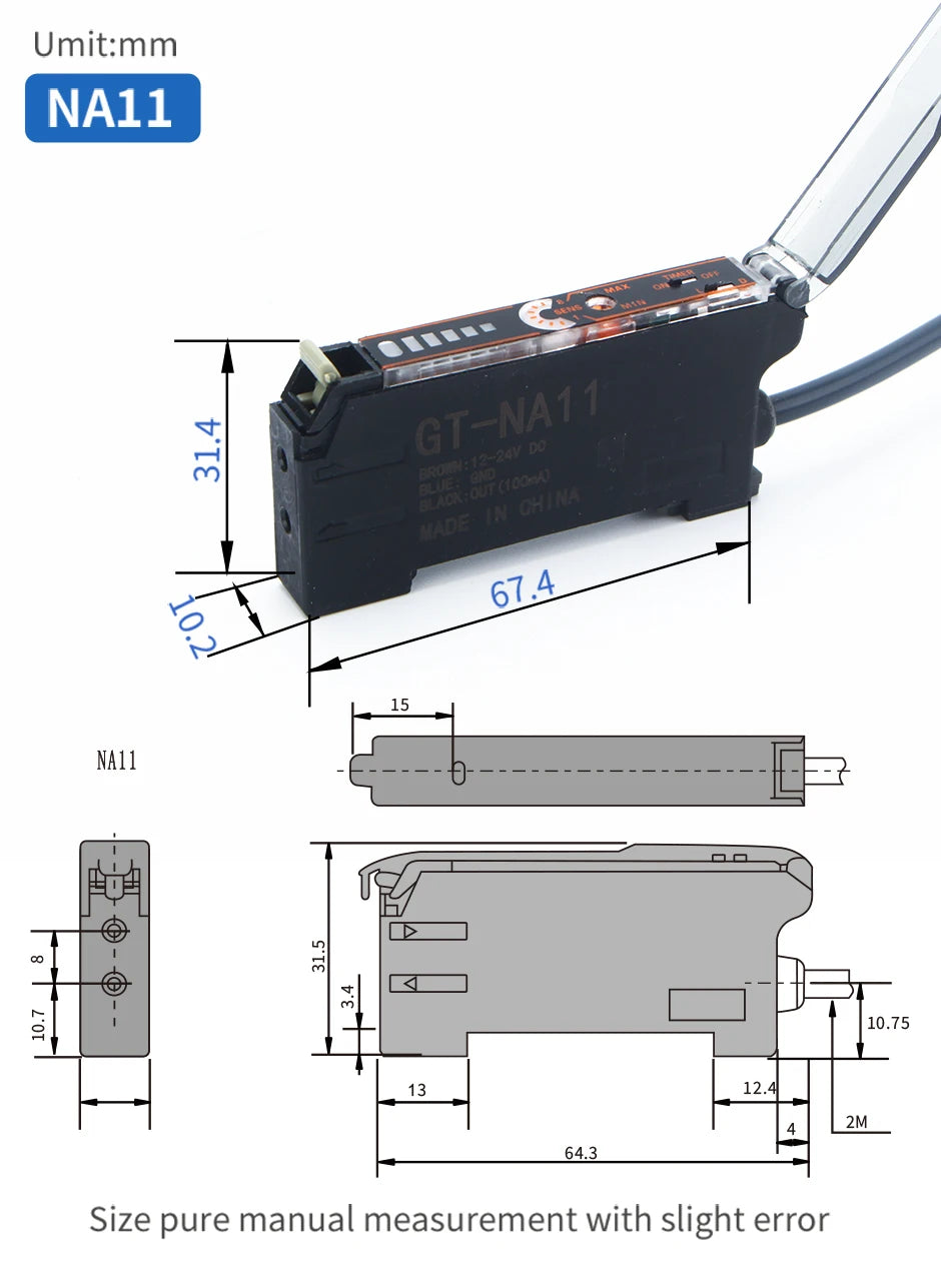 GTRIC Fiber Optic Sensor Amplifier,10-30V DC 3-wire PNP NO/NC NA41 ,Coaxial Non-coaxial Diffusion Optical,Photoelectric Sensor