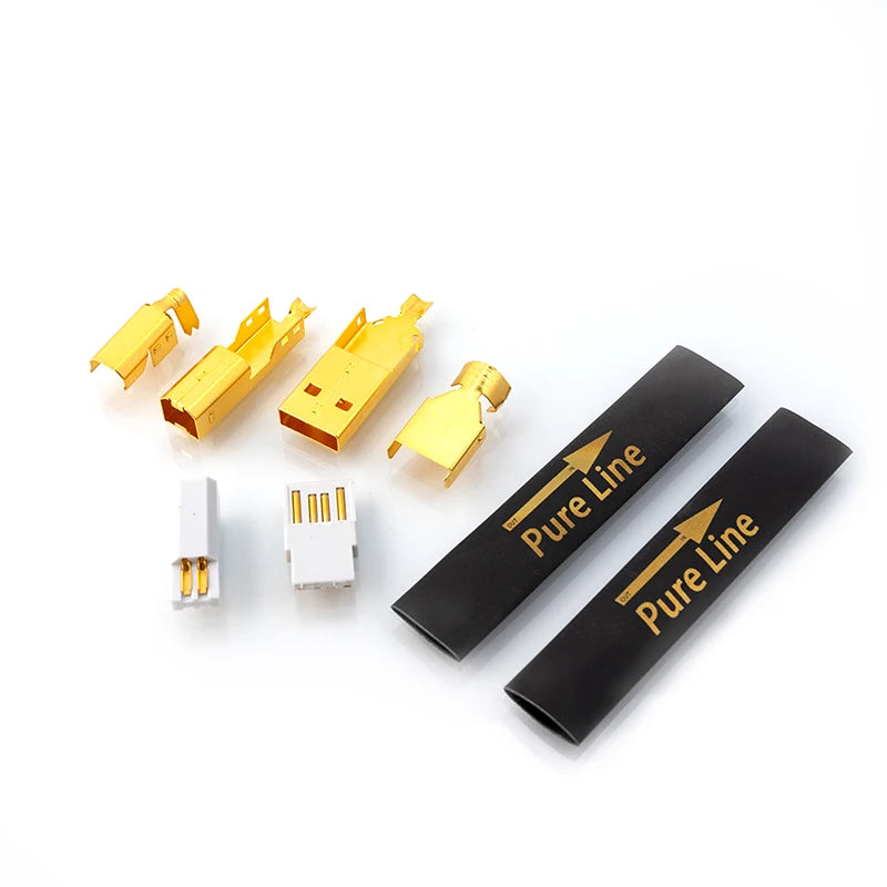 PURELINE USB Plug 2.0 Type A B Copper Gold Plated 5u Male HIFI DIY  USB Interface Terminal Port Data Line Connector Decoder 5U