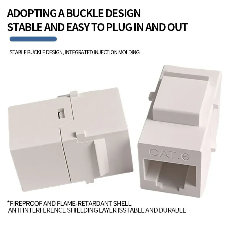 No-Tool Snap-In RJ45 Coupler - CAT6A CAT5E CAT6 Ethernet Socket Wall Plate with 8P8C Port for Network Cabling/Server Room