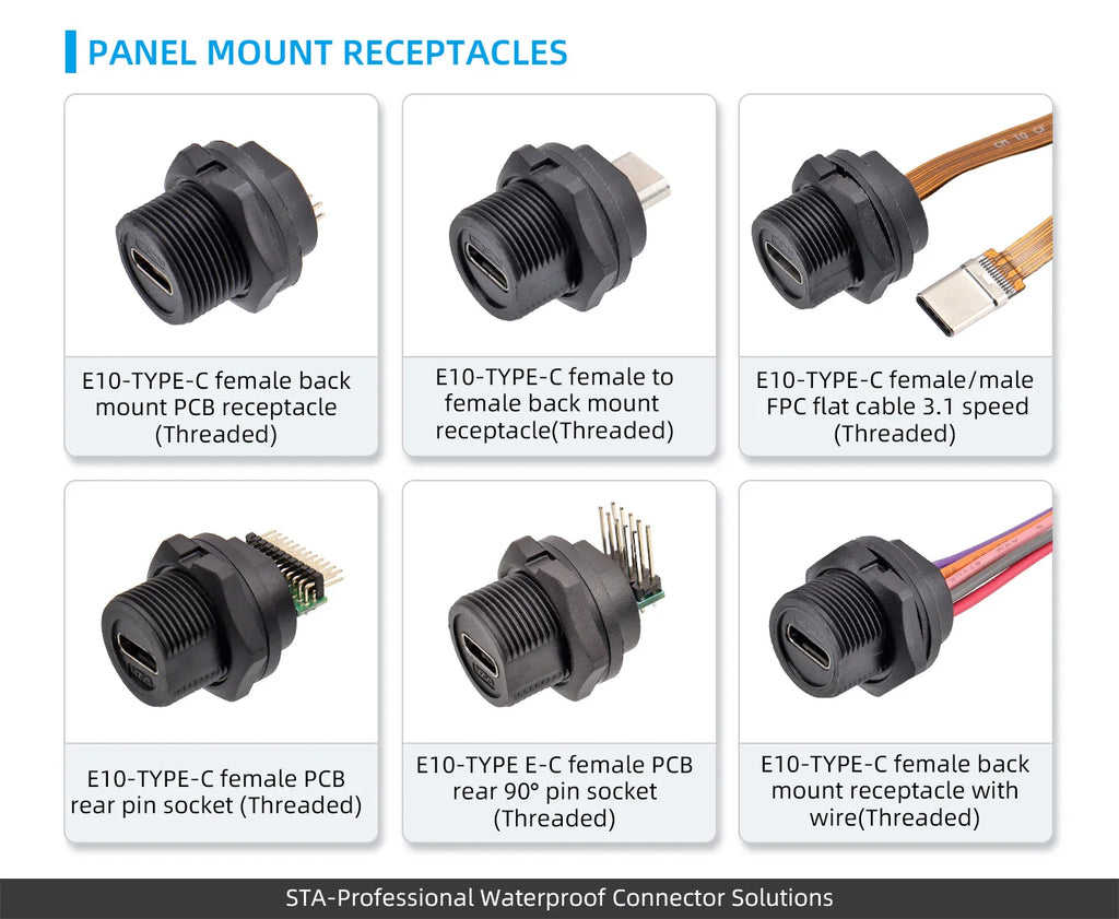 Type-C 3.1/USB A IP68 Waterproof Circular Connector Male to Female Aviation Plug 20Gbit/s PD60W Outdoor Fast Data Charging Cable