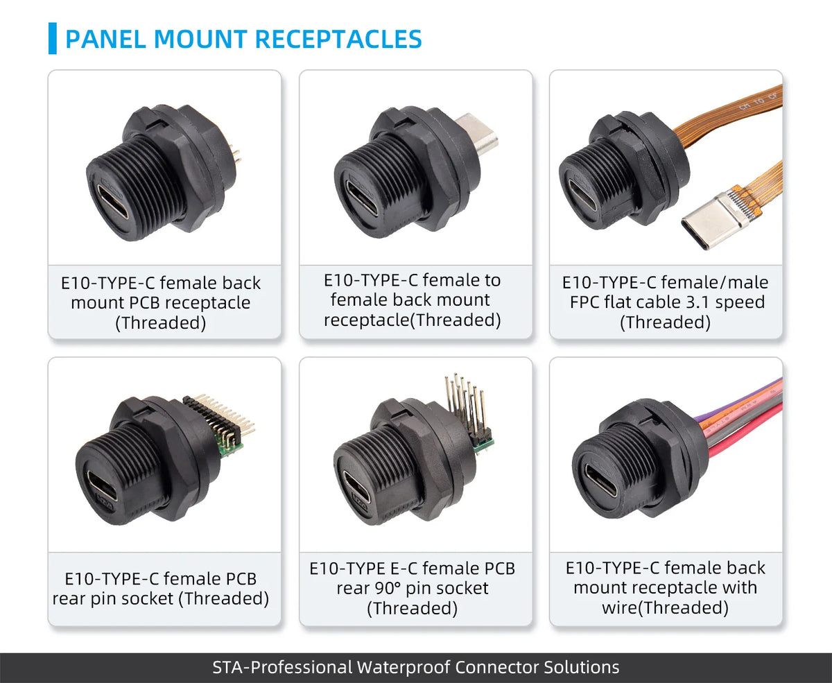 Type-C 3.1/USB A IP68 Waterproof Circular Connector Male to Female Aviation Plug 20Gbit/s PD60W Outdoor Fast Data Charging Cable