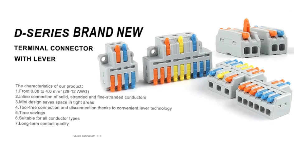 1Pcs I & T Shape Wire Connector 2/3/5 Pin Waterproof Connectors Fast Screw Connection Push-in Terminals Electric Junction Box