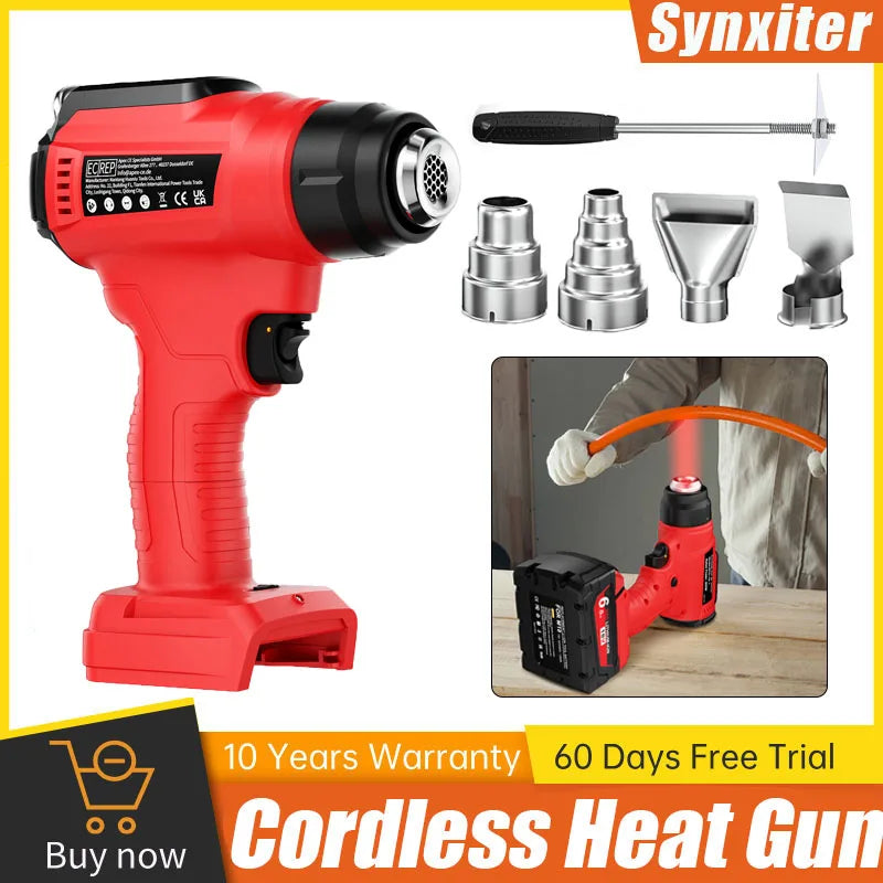 Cordless Heat Gun For Milwaukee M18 Battery Handheld Electric Hot Air Gun With Nozzles For Crafts Shrink Wraping Power Tool
