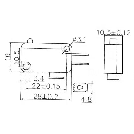 LEMA KW7-0E Electric Automation Microswitches No Lever Short Plunger SPST Normally Close Micro Switch 16A 2Pin, 6-Pack
