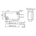 LEMA KW7-0E Electric Automation Microswitches No Lever Short Plunger SPST Normally Close Micro Switch 16A 2Pin, 6-Pack