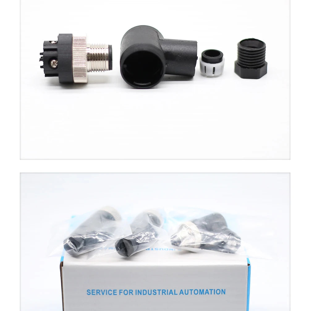 Cloweit IP67 M12 Sensor Connector Waterproof Male&Female Plug Screw Threaded Coupling  3 4 5 8 12 Pin A Type Angle Electrical