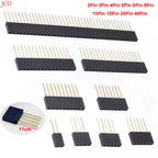 JCD 10PCS 2.54mm Single Row Female Socket 1X2/3/4/5/6/8/10/15/20/40Long pins Long 11mm PCB Board Pin Header For Arduino