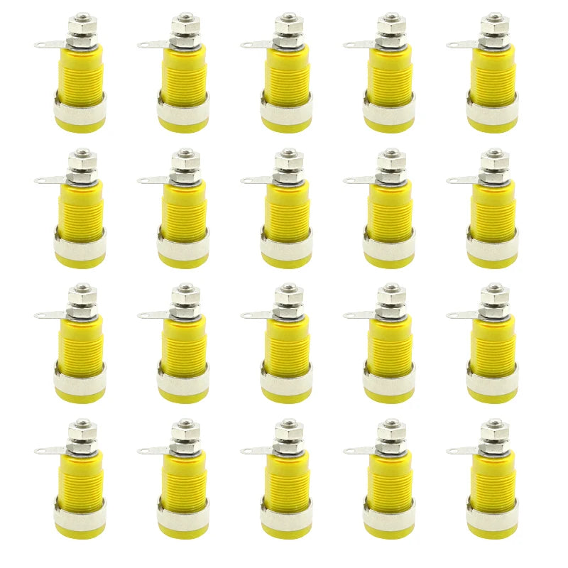 20PCS Insulated Safety 32A 4mm Banana Socket Terminal 5 Colors Female Jack Panel Mount Socket Binding Post Wire Connector