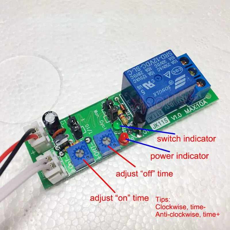 DC 5V 12V 24V 1S-24H Adjustable Delay Time Timer Relay Control Cycle turn ON OFF Switch Infinite Repeat Loop Module