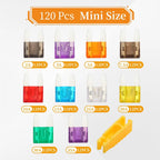 120PCS Mini Blade Fuse Assortment Kit, Automotive Replacement Mini Car Fuses Auto Accessories for Car, RV, Truck, Motorcycle