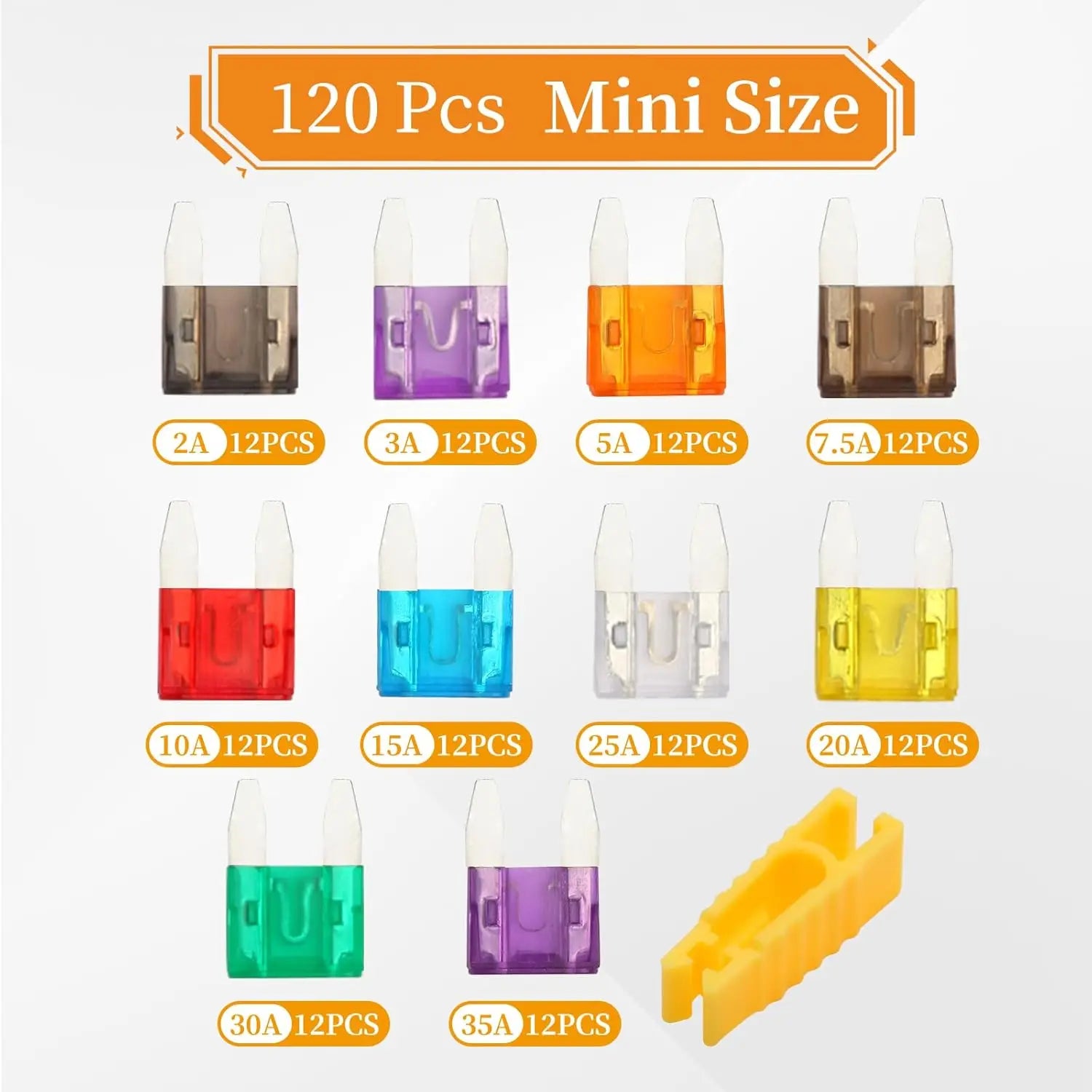 120PCS Mini Blade Fuse Assortment Kit, Automotive Replacement Mini Car Fuses Auto Accessories for Car, RV, Truck, Motorcycle