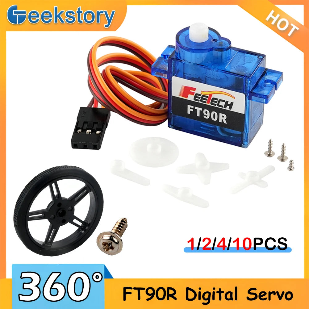 Feetech FT90R Digital Servo Motor 360 Degree Continuous Rotation 6V 1.5KG PWM Control for DIY RC Toys Arduino Robot Aircraft