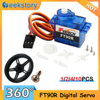 Feetech FT90R Digital Servo Motor 360 Degree Continuous Rotation 6V 1.5KG PWM Control for DIY RC Toys Arduino Robot Aircraft