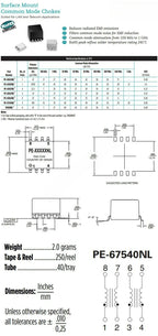 SMD Common Mode Inductor 100uH 0.5A 4 Wire Dual Winding EMI Filter Choke Coil compatible with PE-67540NLT