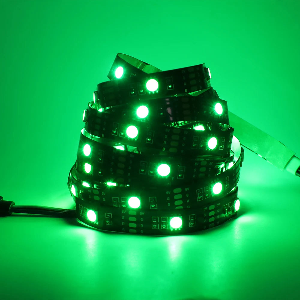 5v 5050 RGB LED Strip Light Flexible Tape Lamp Waterproof 50cm 1m 2m 3m 4m 5m With 4pin Plug White/ Black PCB Home Decoration