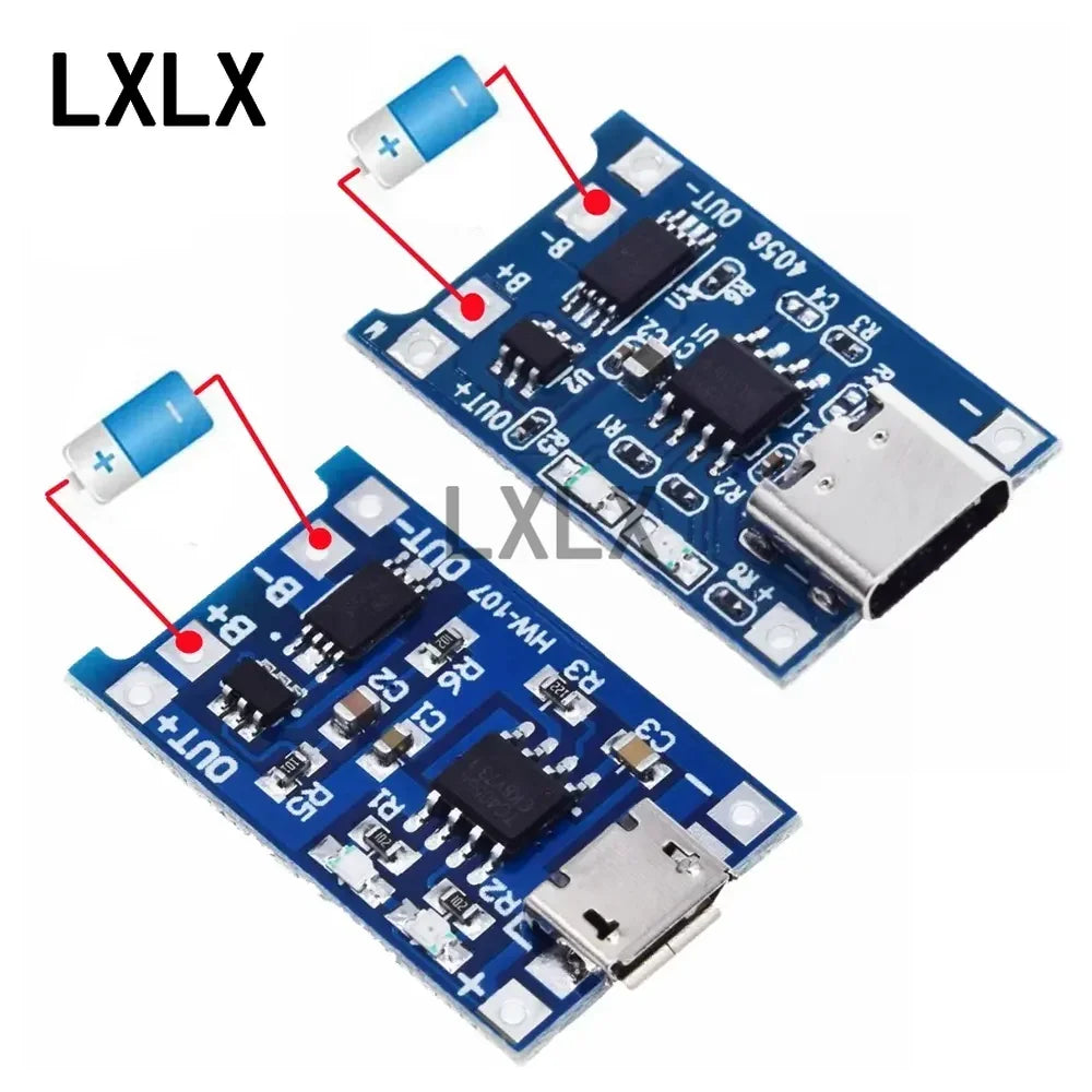 10Pcs TP4056 5V1A TYPE-C Micro USB MINI 18650 Li-ion Battery Charging Board Charging Module with Protection Dual Function
