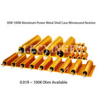 RX24 100W 50W Watt Power Metal Shell Aluminium Gold Resistor 1R 2R 3R 4R 5R 6R 8R 10R 15R 20R 30R 40R 100R 200R 220R Resistance