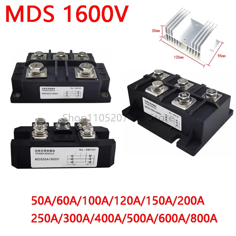 MDS 100A 150A 200A 1600V MDS100A1600V MDS150A1600V 3-Phase Bridge Rectifier Diode 150A Amp 1600V Heat sink HS2095 HS20150 AC-DC