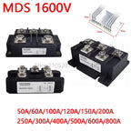 MDS 100A 150A 200A 1600V MDS100A1600V MDS150A1600V 3-Phase Bridge Rectifier Diode 150A Amp 1600V Heat sink HS2095 HS20150 AC-DC