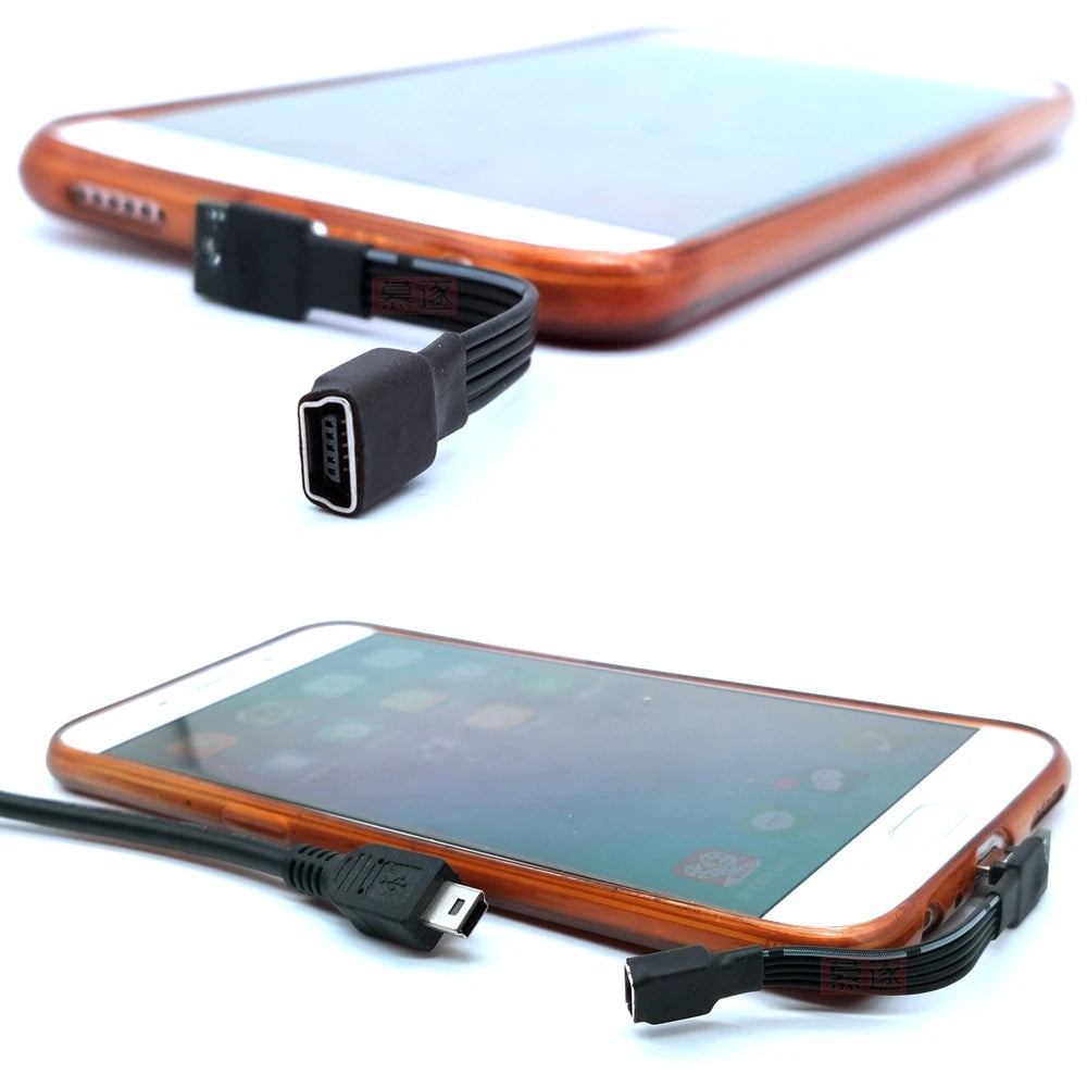 0.1M0.2M0.5M1M mini USB female to micro revolving connector, dash cam adapter cable, T-shaped port to Android navigation extensi