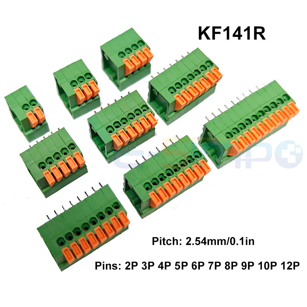 KF141V KF141R KF142V KF142R 2.54mm 5.08mm 7.62mm Push-in Spring Terminal Block Straight/Angled Pin PCB Connector FFKDS/V FFKDS/H