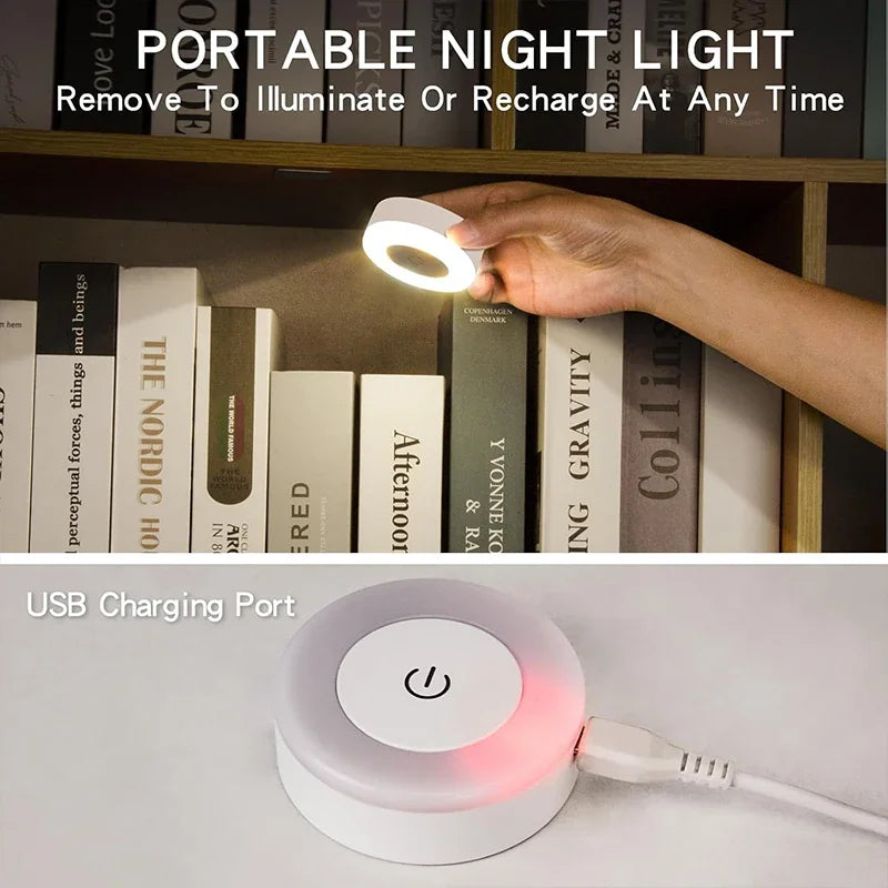 1-6Pcs Energy Saving LED Night Lights Touch Sensor 3 Color Dimmable Wall Night Lamp USB Rechargeable Magnetic Room Aisle Bedroom
